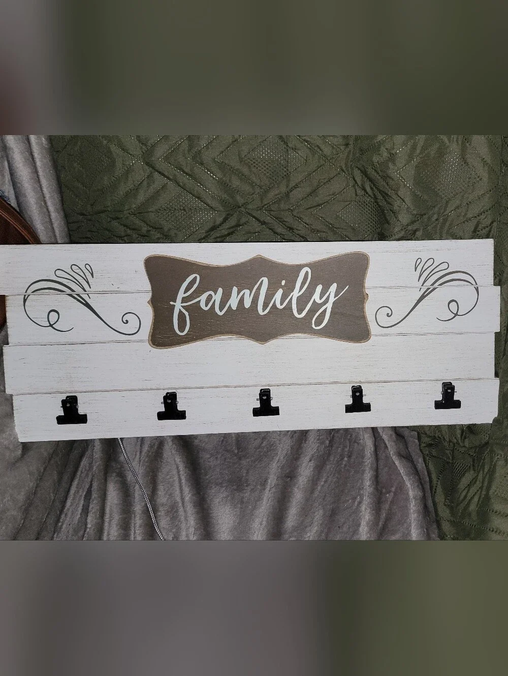 Hobby Lobby White, Brown, and Black 'Family' Hook Rack